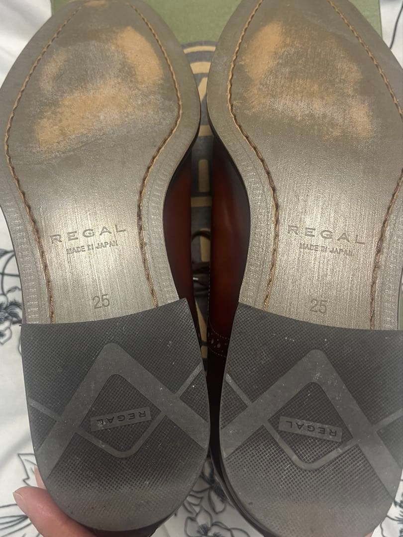 【美品】REGALリーガル ストレートチップ ブラウン茶 25cm