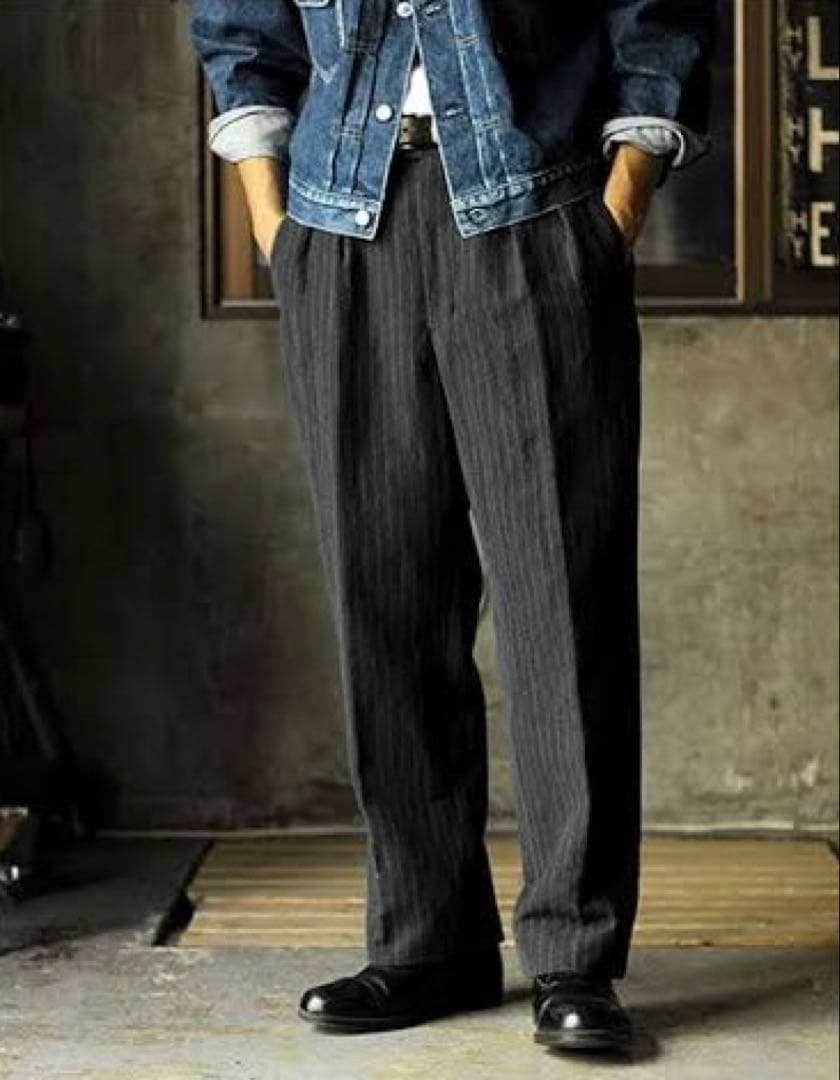 A.PRESSE Wide Tapered Trousers ストライプ