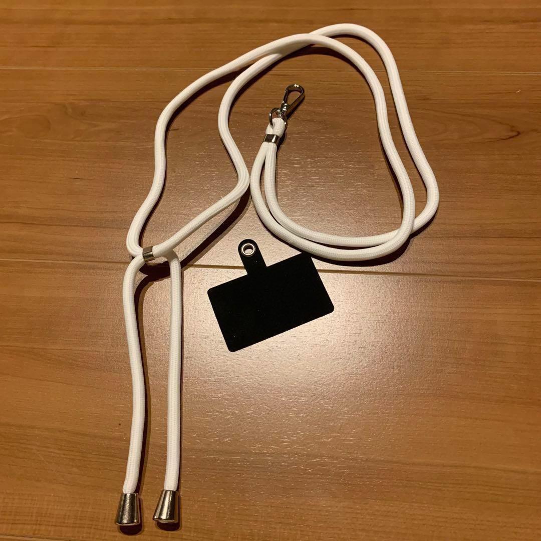 残り1点✨スマホストラップ 全機種対応 白 ポイント消化 肩掛け ショルダー