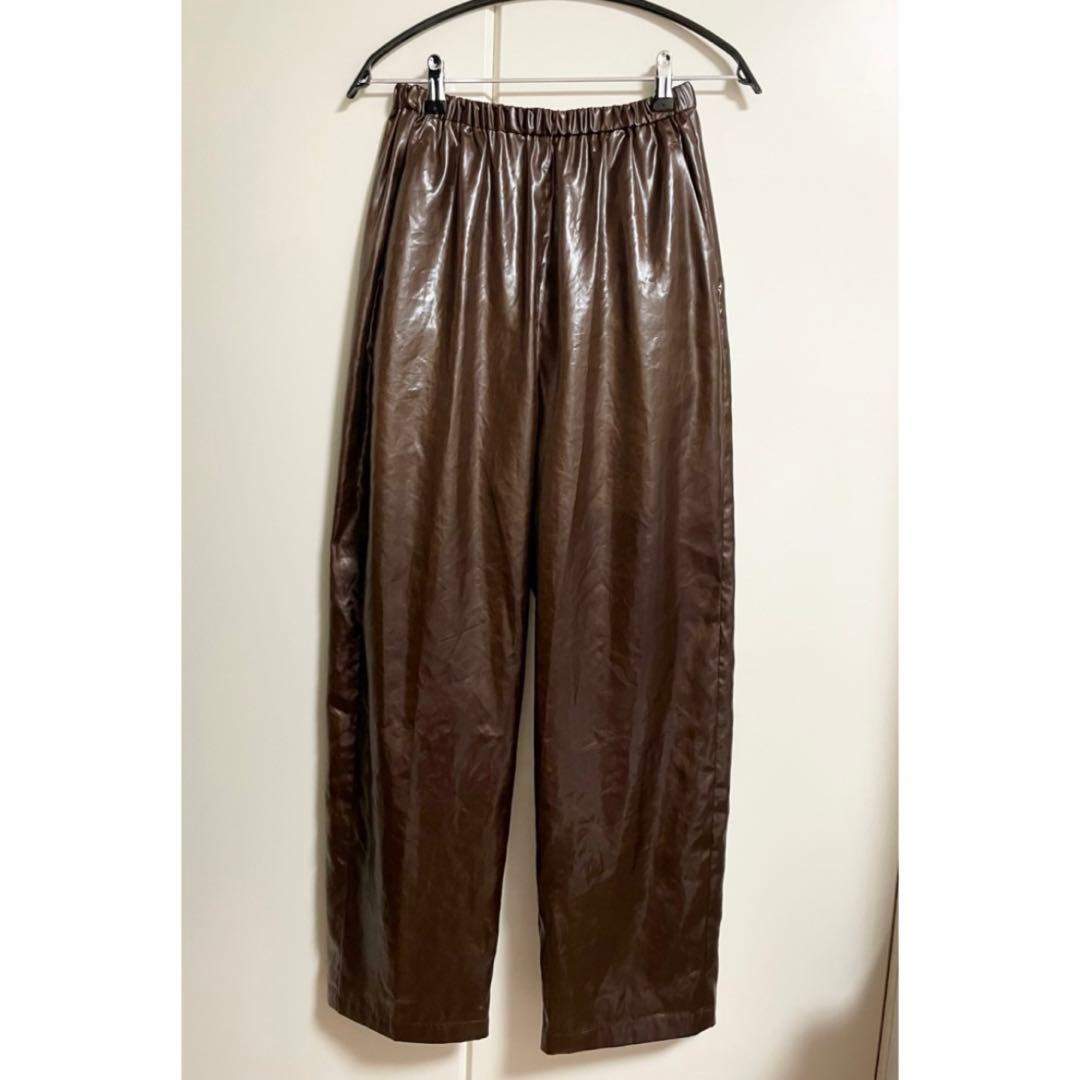 ROKU ポリエステル サテンパンツ ブラウン