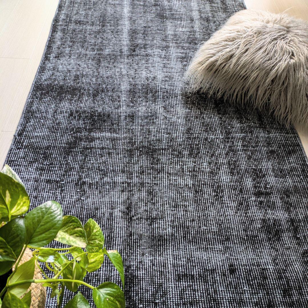 86×176 オーバーダイ　ブラックダークネイビー　トルコヴィンテージラグ