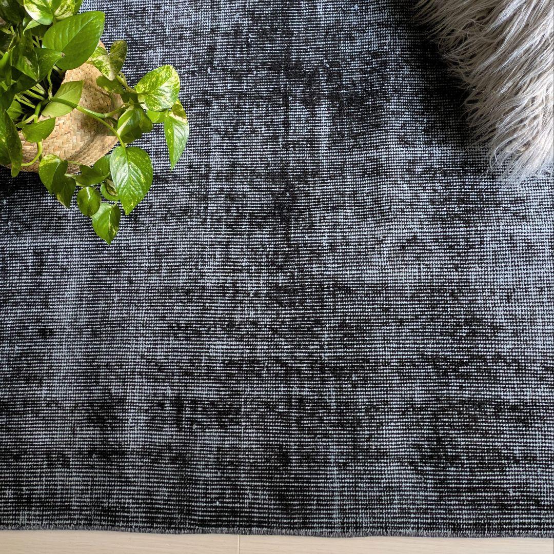 86×176 オーバーダイ　ブラックダークネイビー　トルコヴィンテージラグ