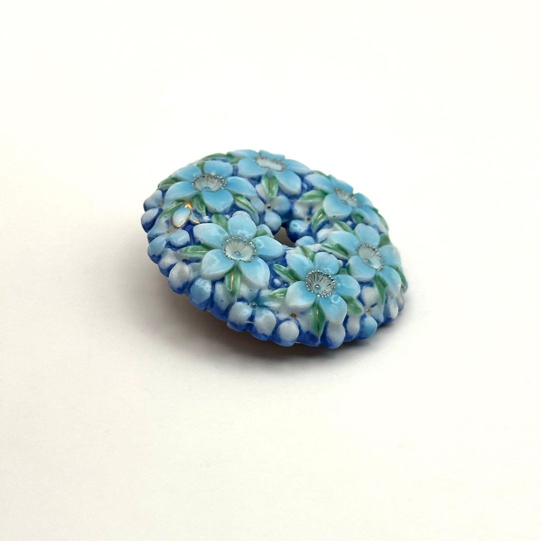 【美品】俊兼 トシカネ ブローチ 有田焼 フラワー ブルー