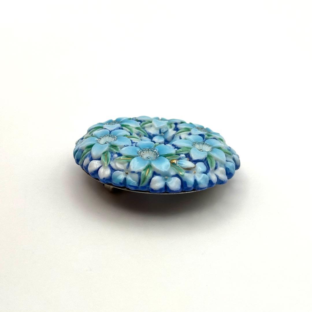 【美品】俊兼 トシカネ ブローチ 有田焼 フラワー ブルー