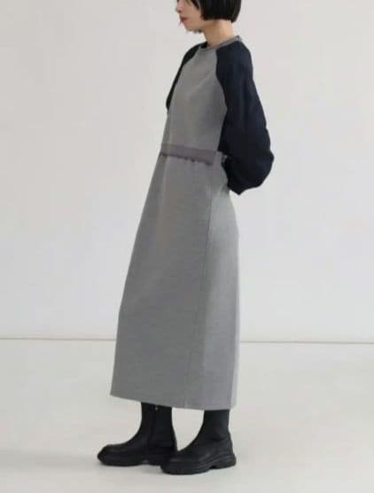 ☆新品、タグ付き☆ LASUD ギャザースリーブ異素材切替OP ヤマダヤ