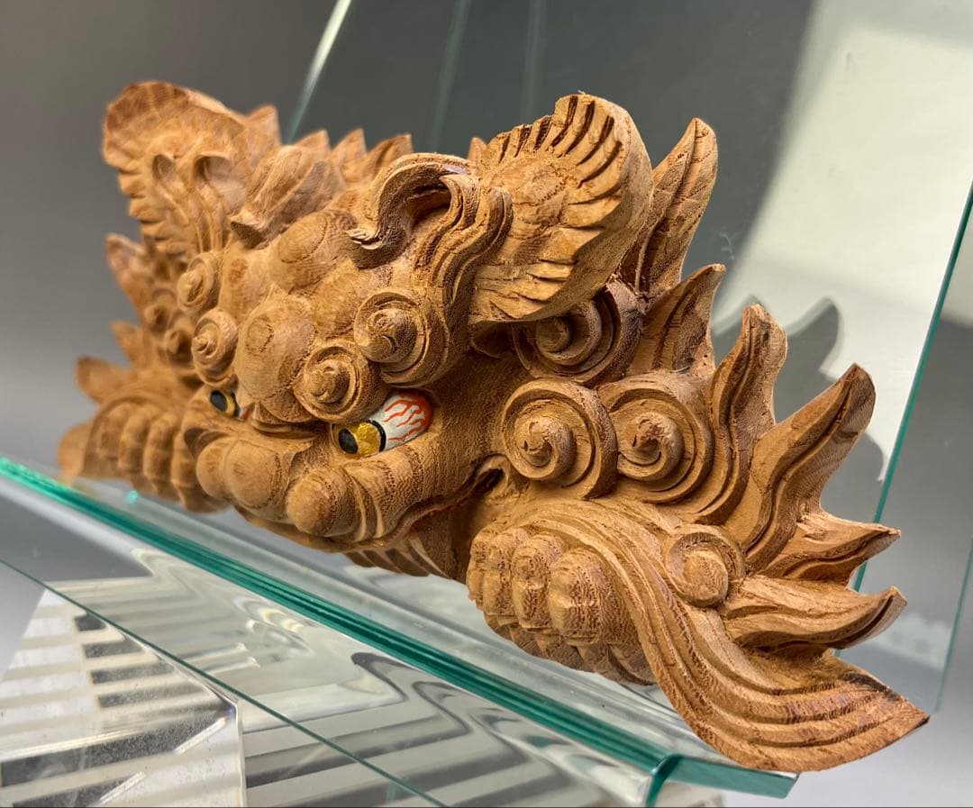 Mas ashi【木彫　獅噛】だんじり　魔除け　宮彫り　悪疫を噛み砕く