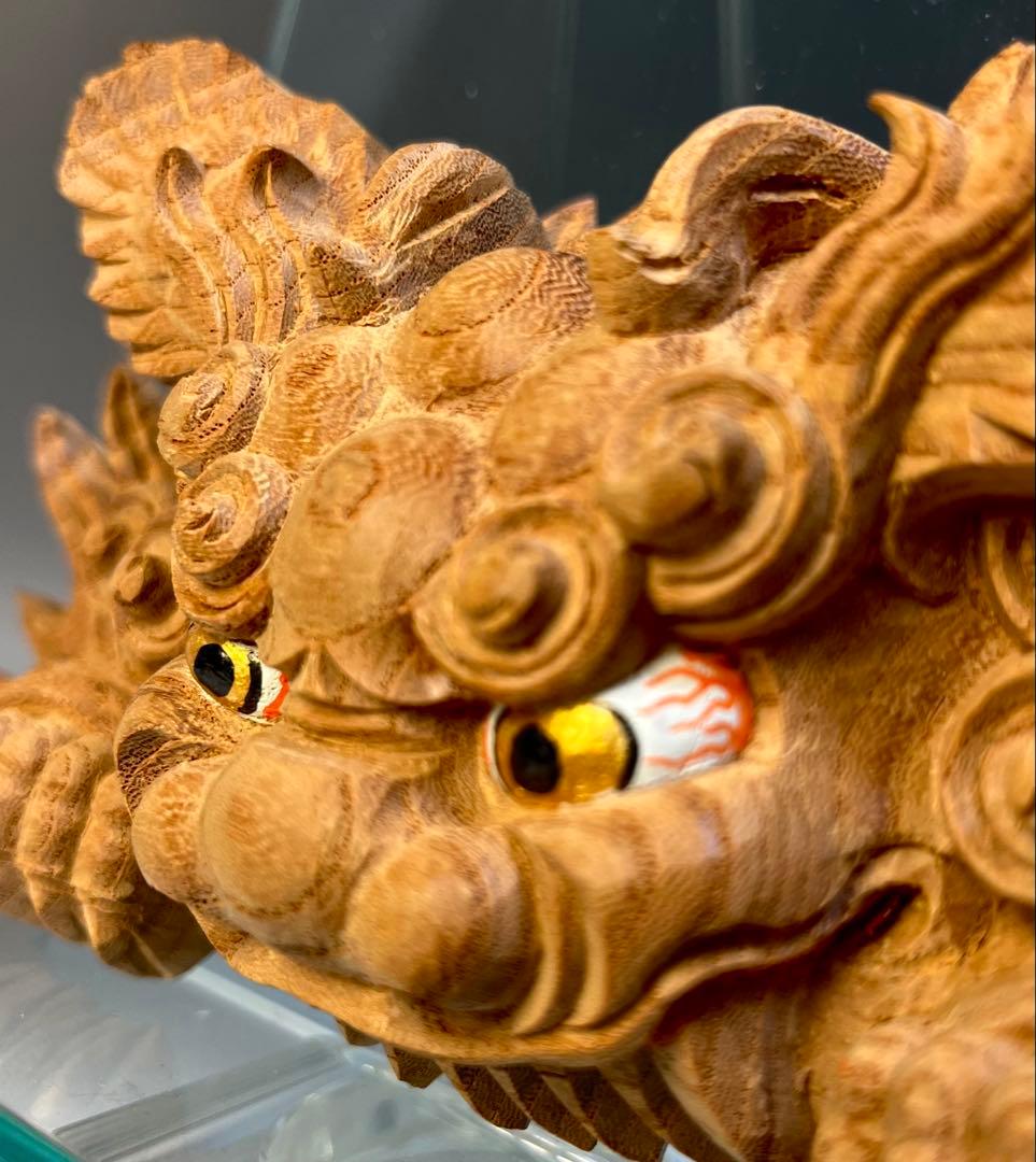 Mas ashi【木彫　獅噛】だんじり　魔除け　宮彫り　悪疫を噛み砕く
