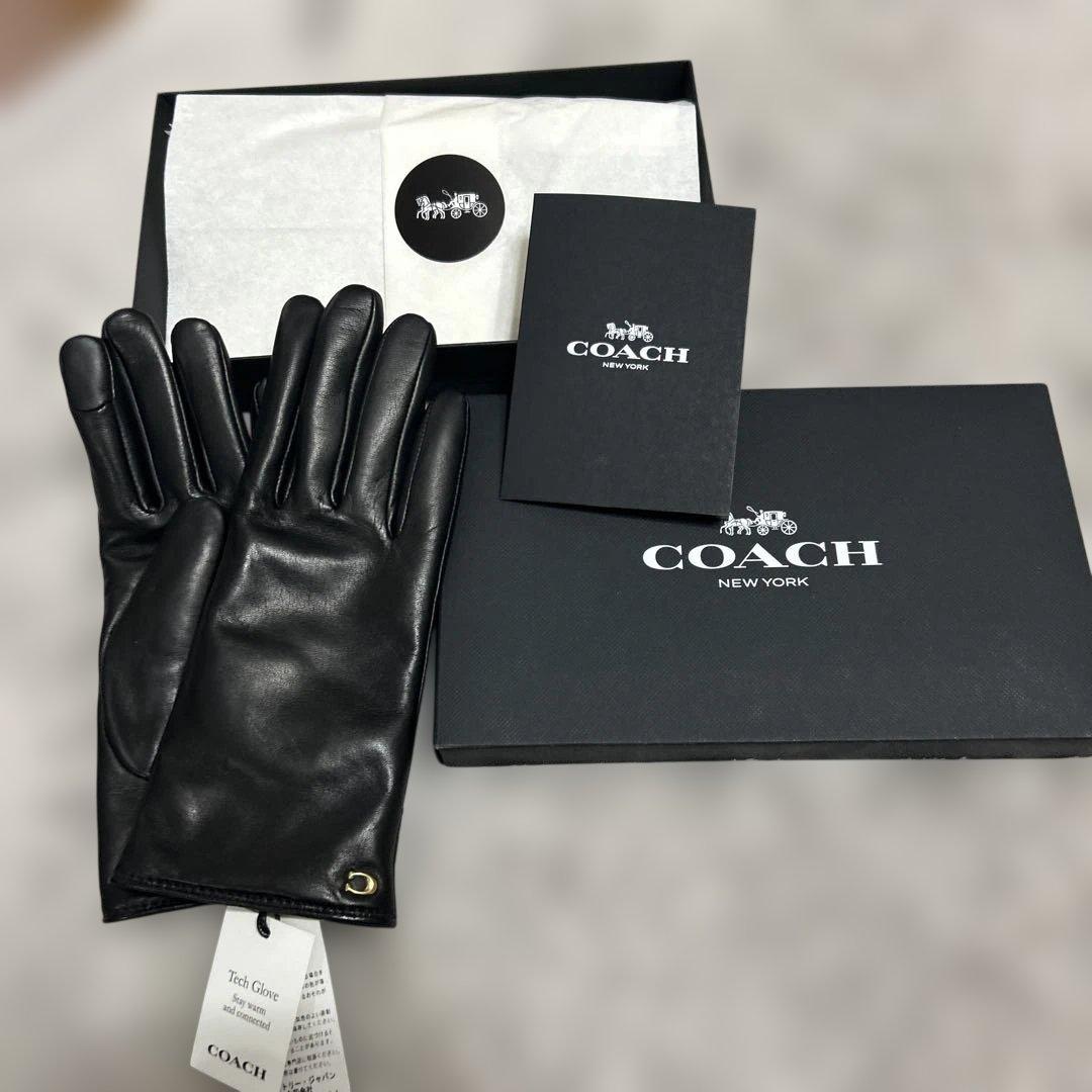 COACH Tech Glove ブラック　革　手袋