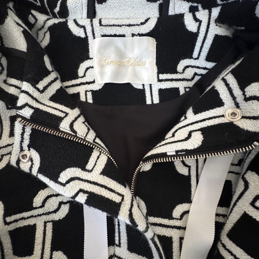 【未使用】グレースクラス キカジャガード ショートコート黒 36