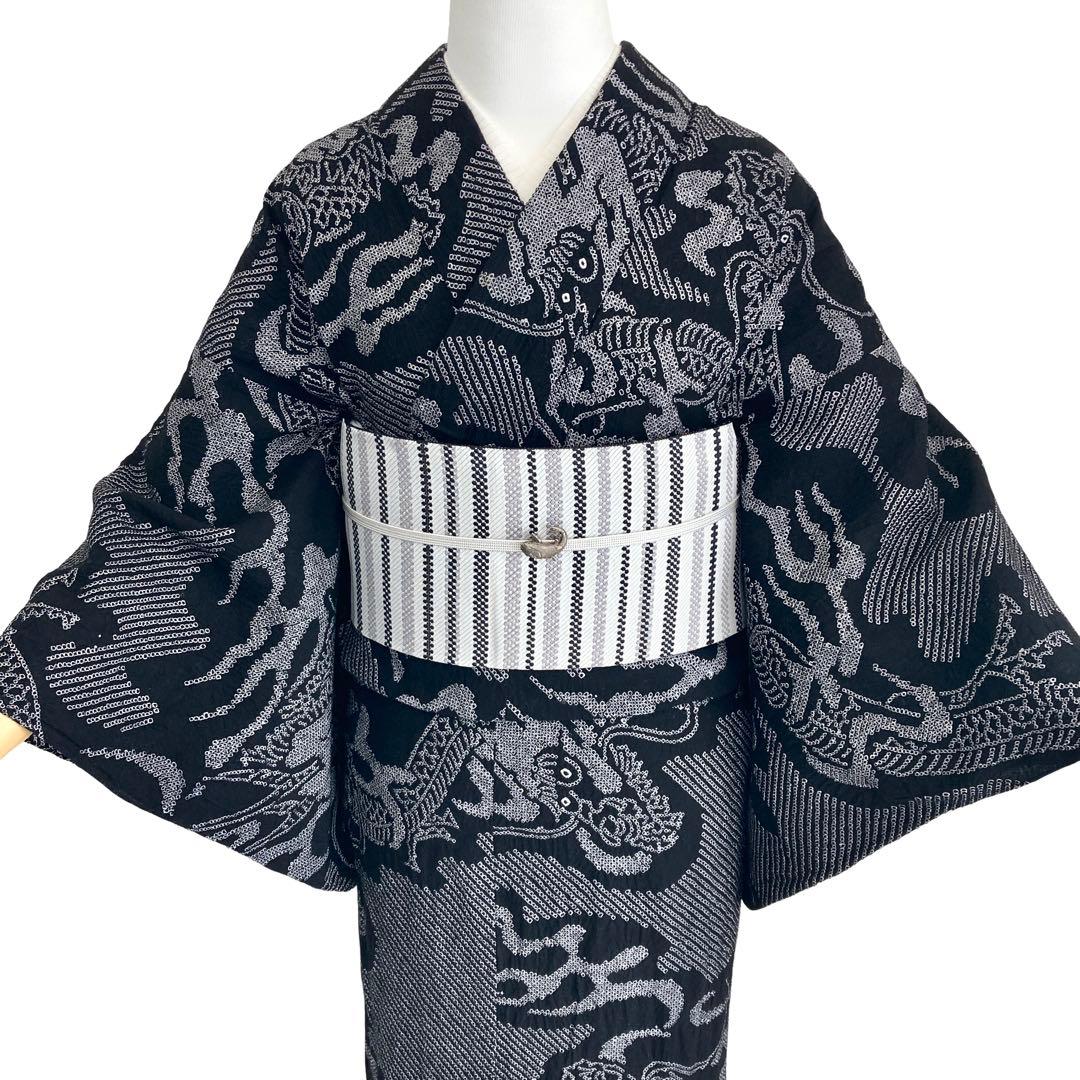 ™️32 龍　有松絞り　絞り染め　絞り浴衣