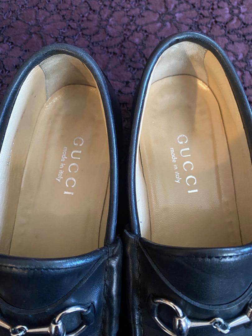 【美品】GUCCI グッチ ホースビットローファー 37本革 ブラックシルバー