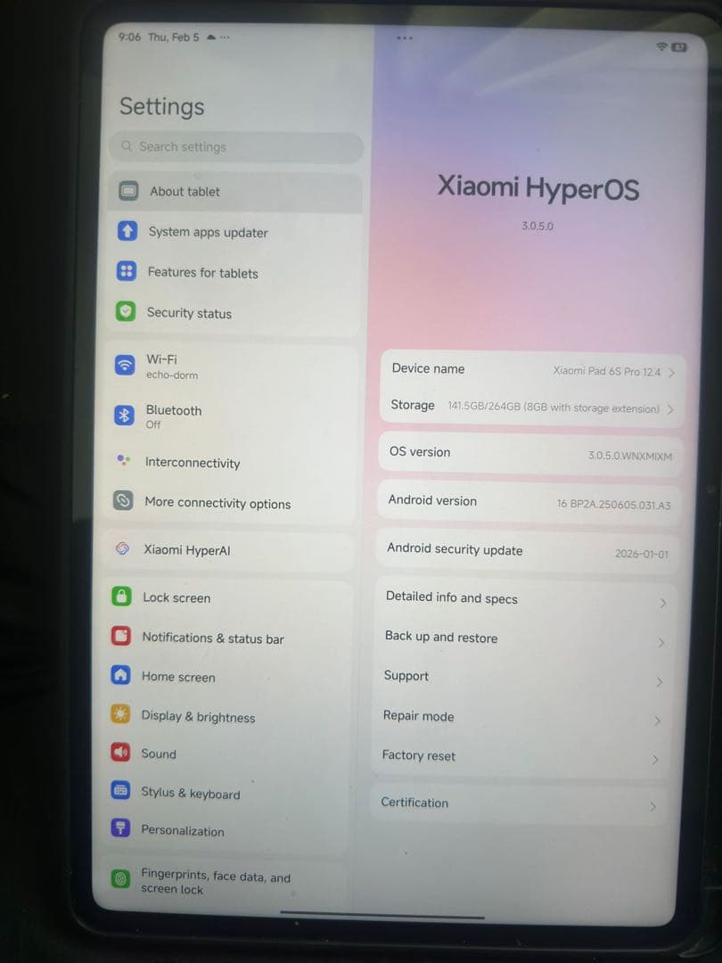 Androidタブレット本体 Xiaomi Pad 6S Pro 256GB