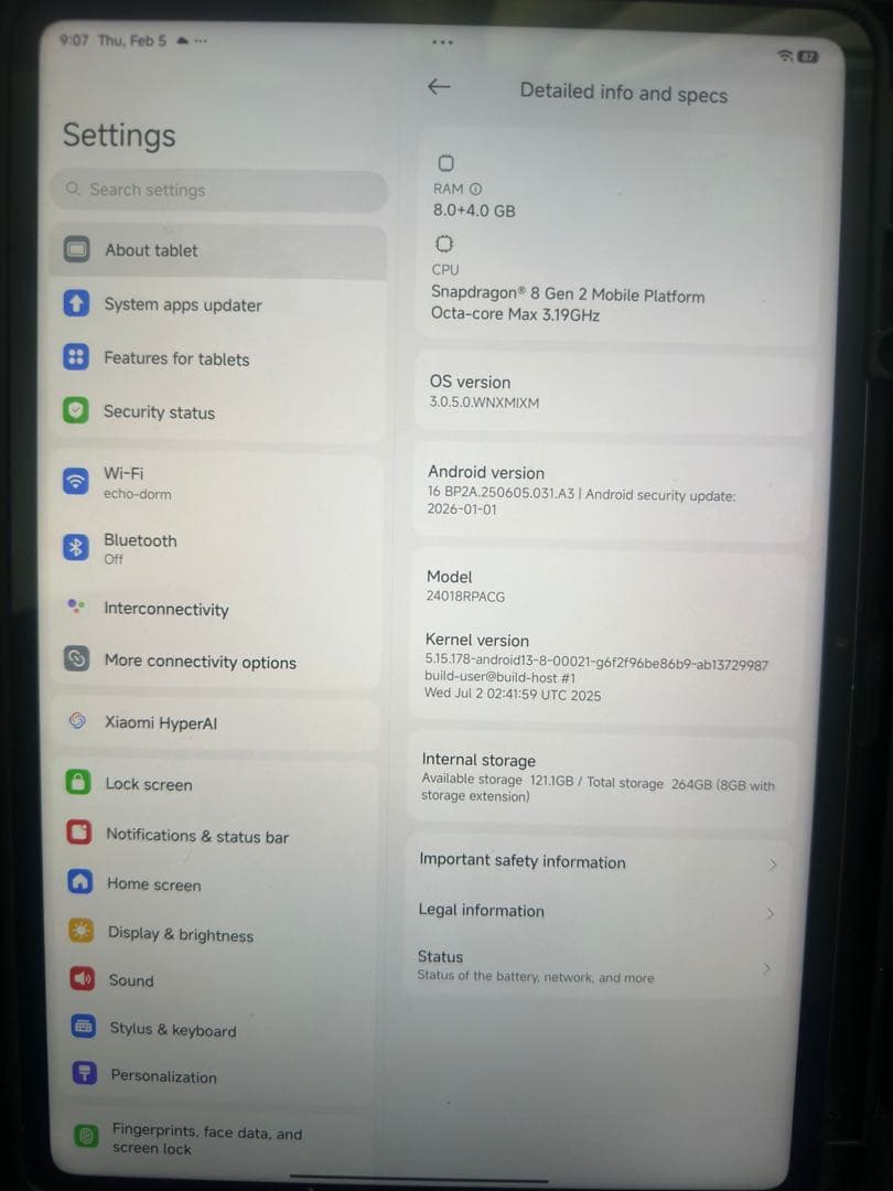 Androidタブレット本体 Xiaomi Pad 6S Pro 256GB
