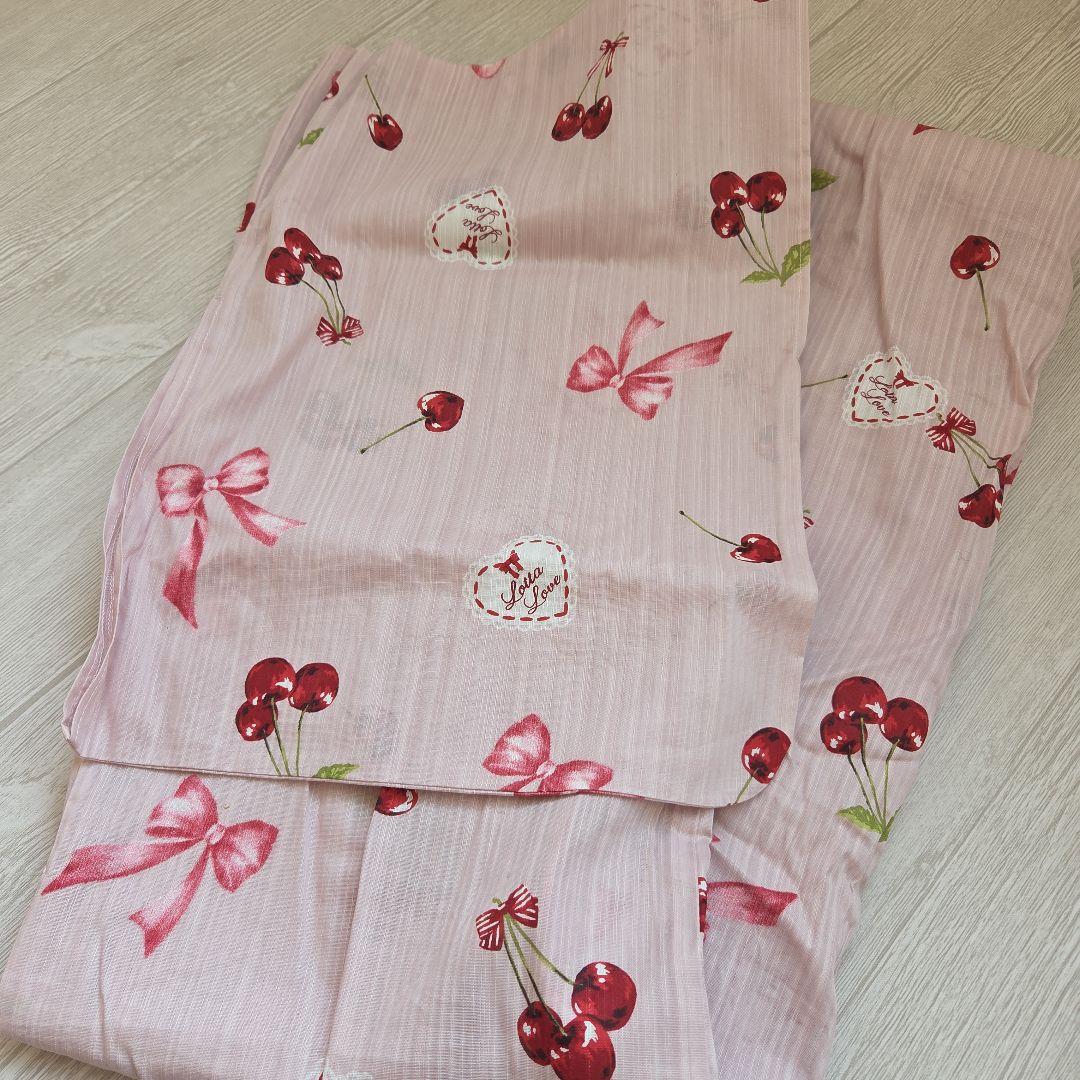 Ank Rouge チェリーリボン柄 浴衣　ピンク