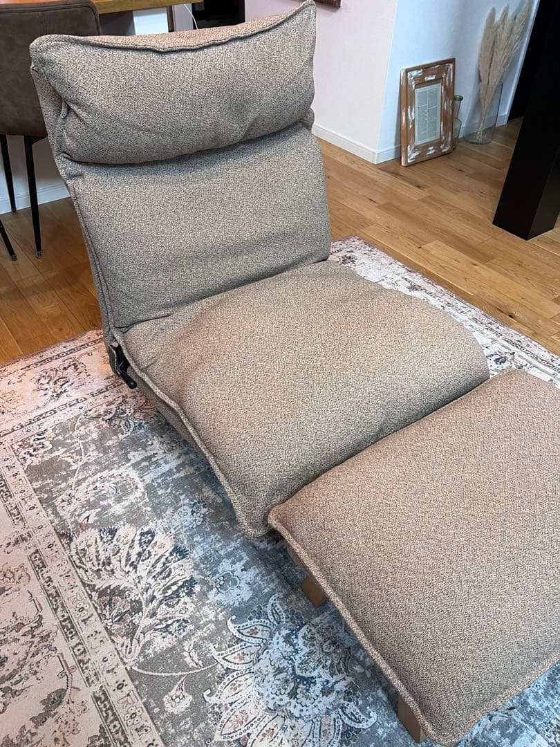 LDK　無印良品/ハイバックリクライニングソファ＆オットマン付き