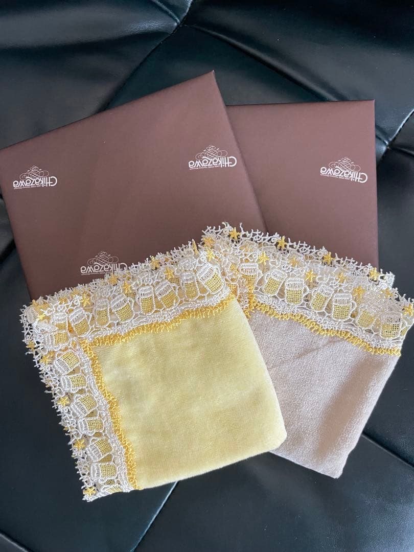 M*i様 近沢レース　ビールハンカチ　イエロー・ベージュセット②