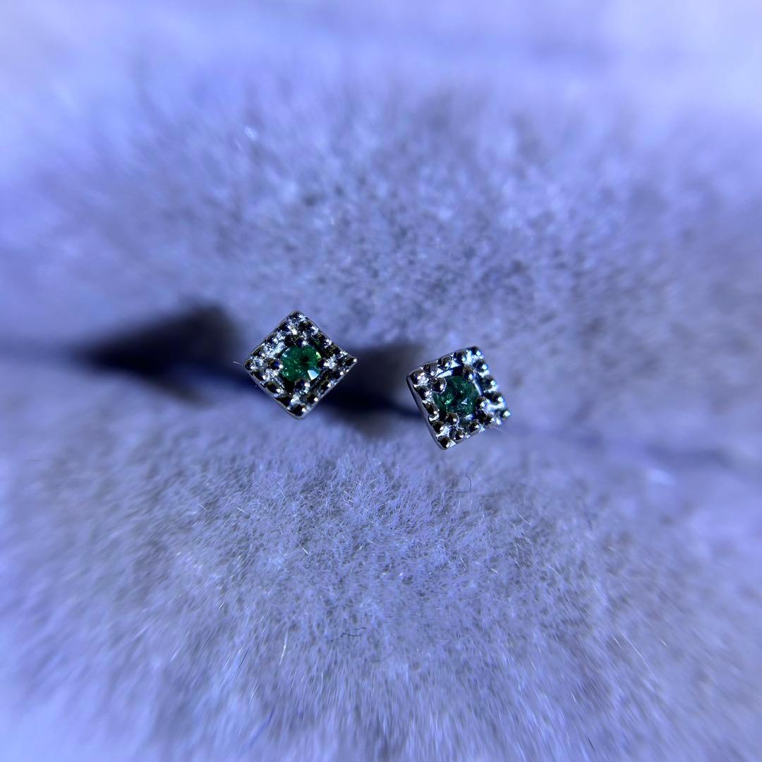 天然　アレキサンドライト　ピアス　pt900 プラチナ　ルース　一粒ピアス