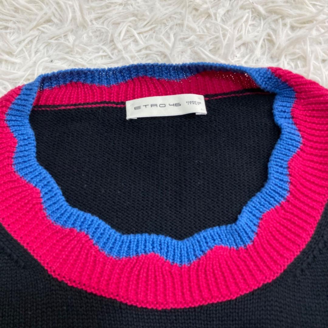 15102✨エトロ カシミヤ エンブロイダリー アップリケ シマウマ ニット