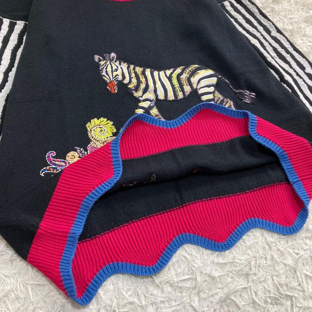 15102✨エトロ カシミヤ エンブロイダリー アップリケ シマウマ ニット