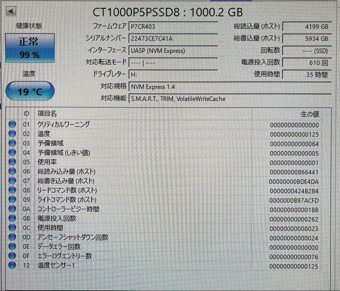 内蔵型SSD Crucial 1TB CT1000P5SSD8