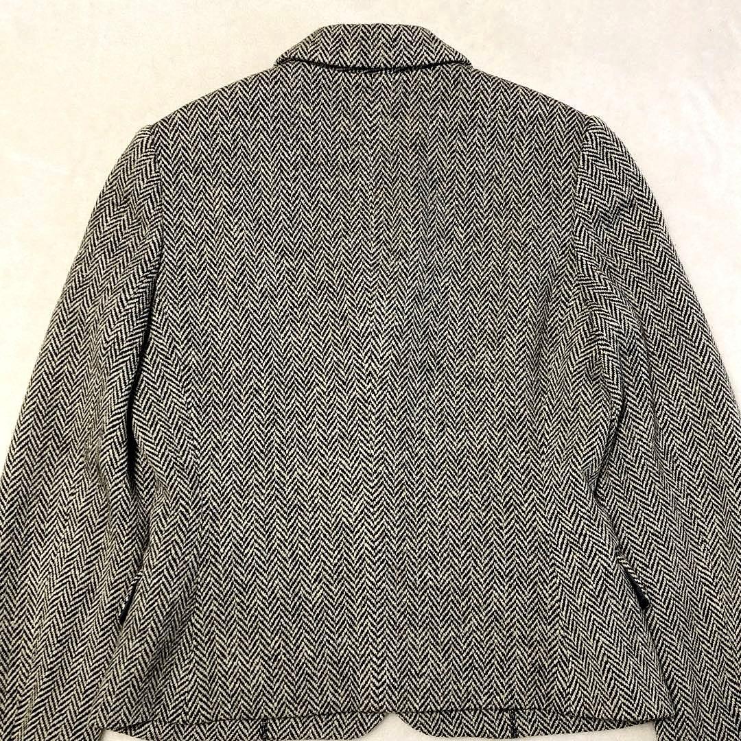 美品 ラルフローレン ヘリンボーン カシミヤツイード テーラードジャケット 黒