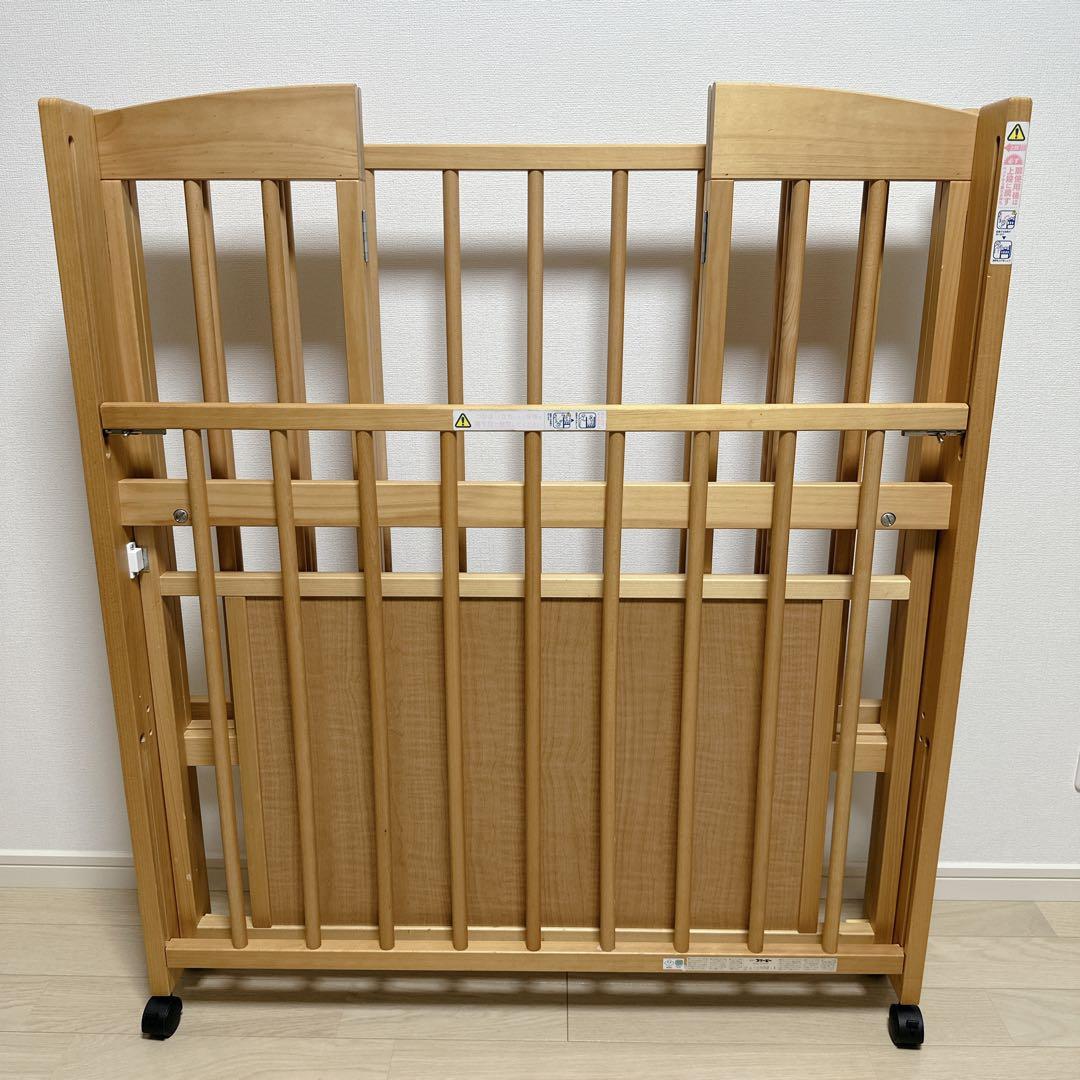 【引き取り可能】石崎家具ベビーベットミニ ワンタッチハイベッドプチNAナチュラル