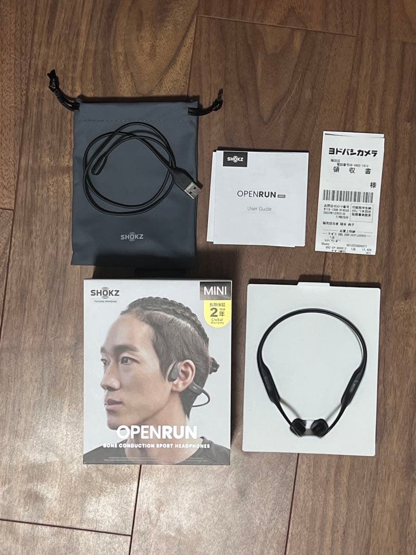 SHOKZ OPENRUN mini 骨伝導イヤホン 本体 付属品