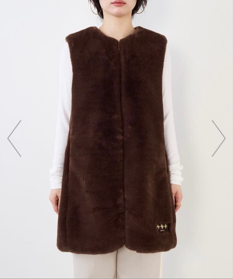 TATRAS エコファーノーカラーロングベスト　POLLINAサイズ2