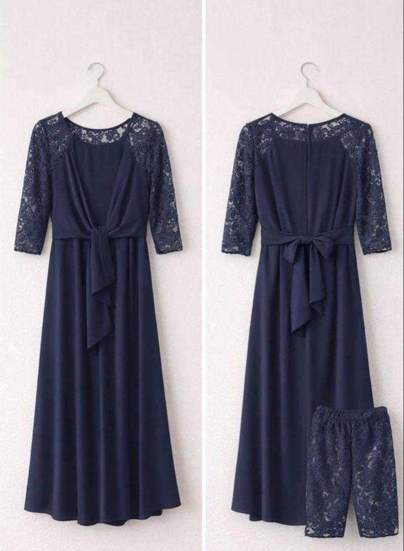 NICOLE white ネイビー ロングドレス