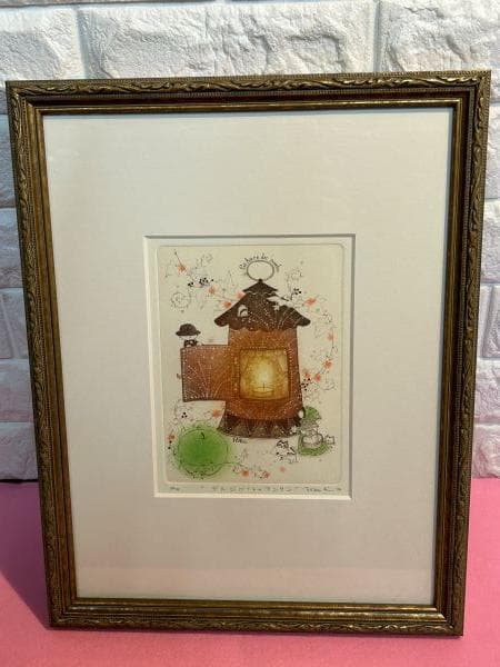 Y【保管品】上砂理佳　デルジベットのランタン　絵画・版画・インテリア