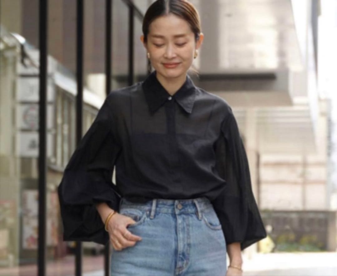 DeuxiemeClasse シースルーバルーンスリーブシャツ ブラック