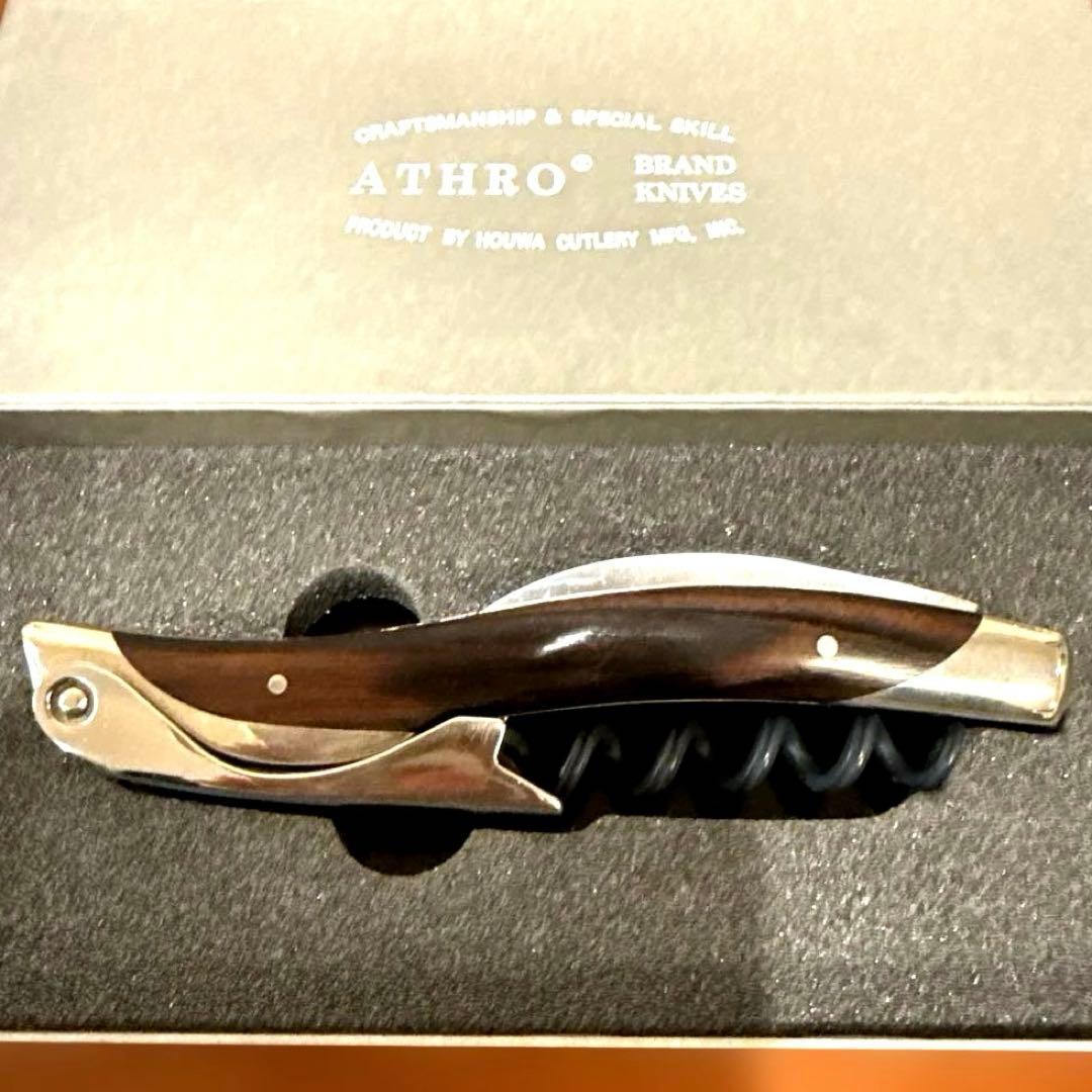 ATHRO アスロソムリエナイフ 左利き用 黒檀ハンドル 日本 製 未使用