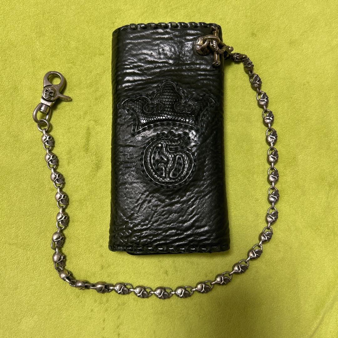 ブラックレザー ウォレットチェーン 925シルバー
