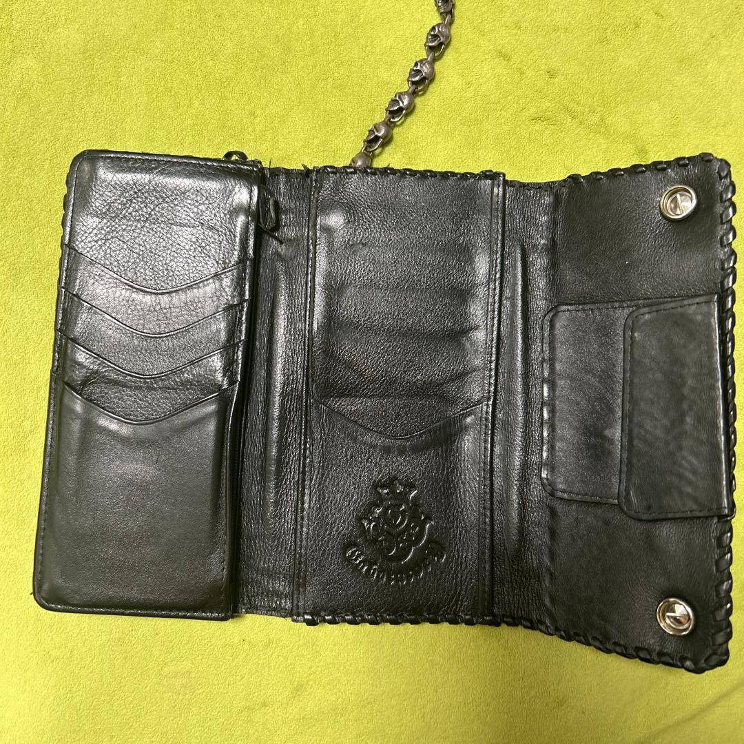 ブラックレザー ウォレットチェーン 925シルバー