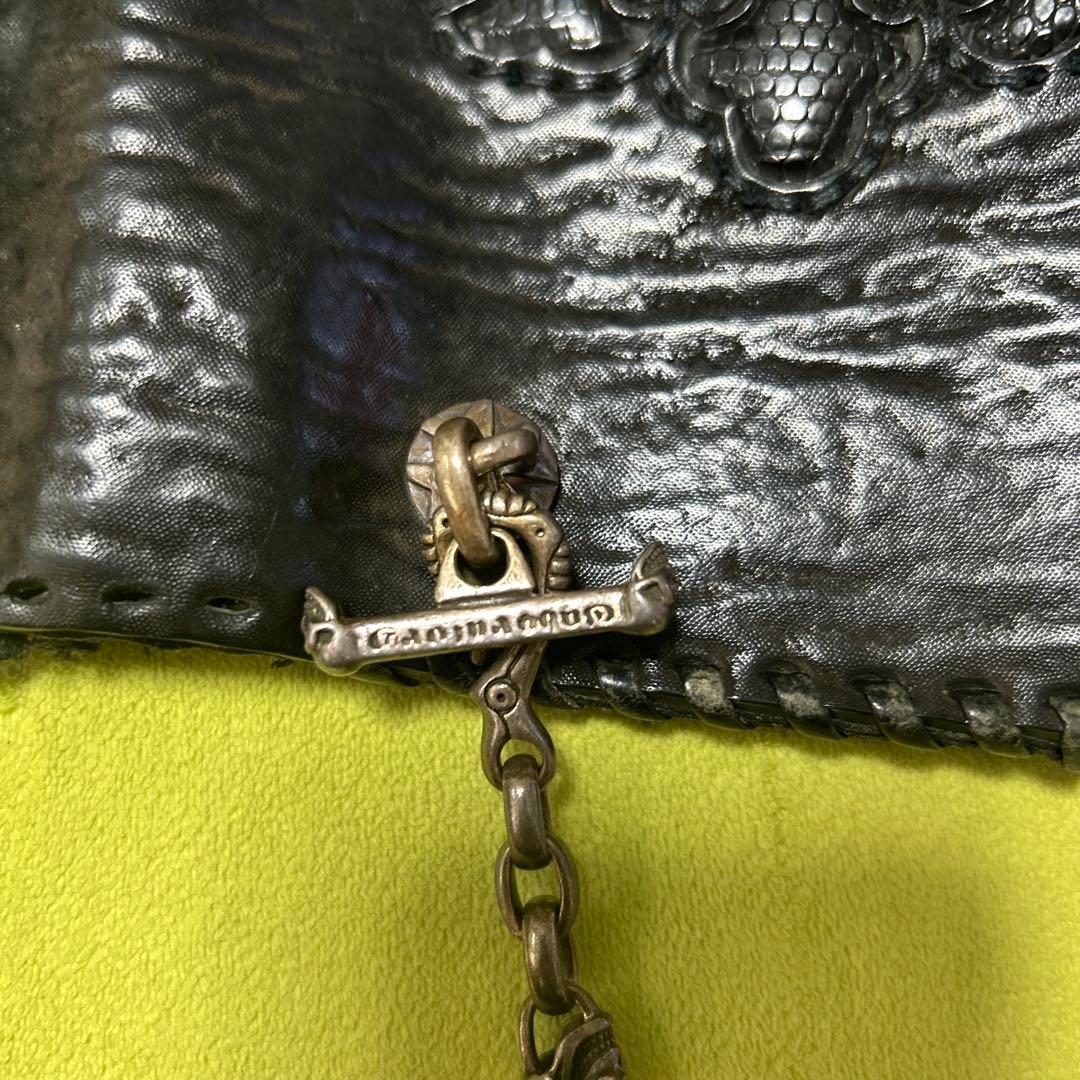 ブラックレザー ウォレットチェーン 925シルバー