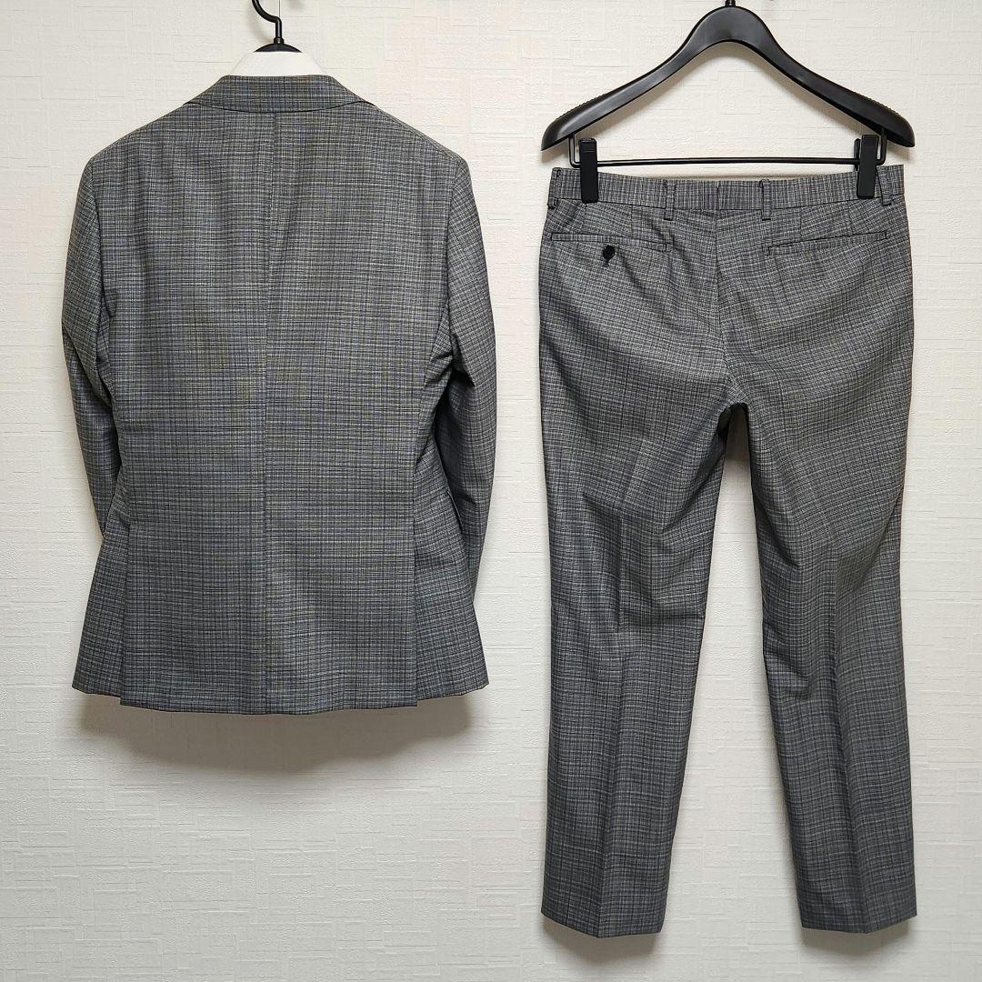 スーツカンパニー　メンズスーツ　スリーピース　グレーチェック　リバーシブルベスト