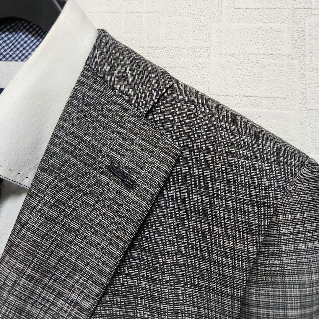 スーツカンパニー　メンズスーツ　スリーピース　グレーチェック　リバーシブルベスト