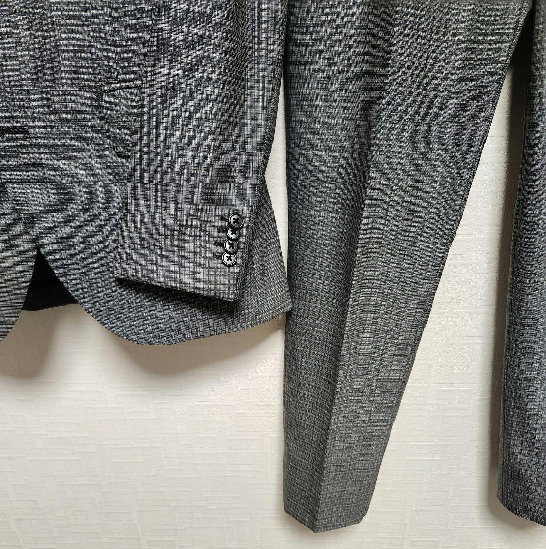 スーツカンパニー　メンズスーツ　スリーピース　グレーチェック　リバーシブルベスト