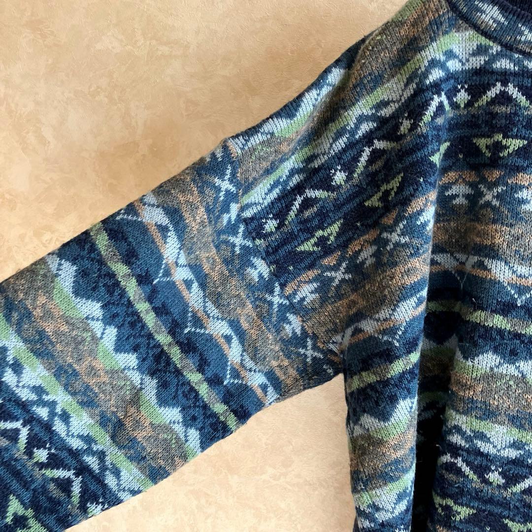 希少 80's フランス製 C.P.COMPANY ウールセーター 青 XL