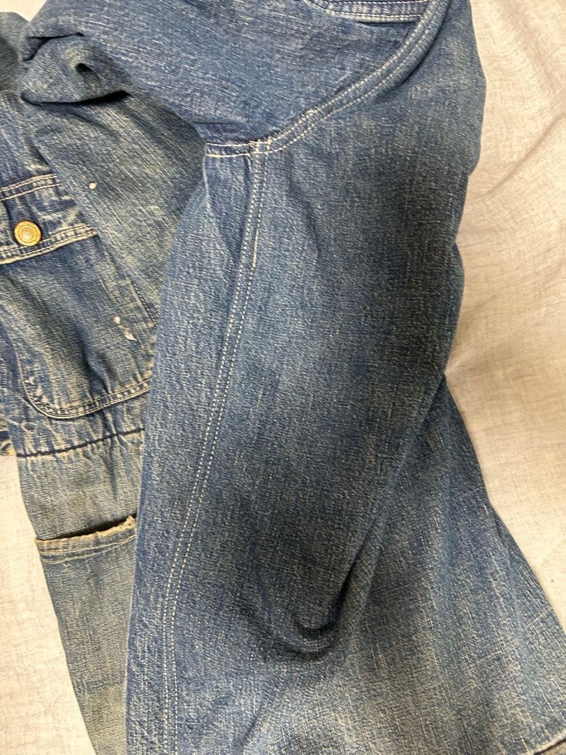 ヴィンテージ　デニムカバーオール コーデュロイ襟付き