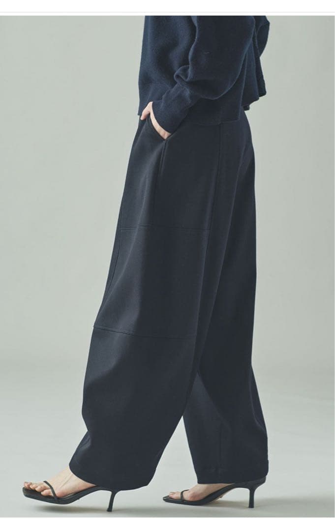 【新品】Curensology T/W ダブルクロスパンツ ネイビー　38サイズ
