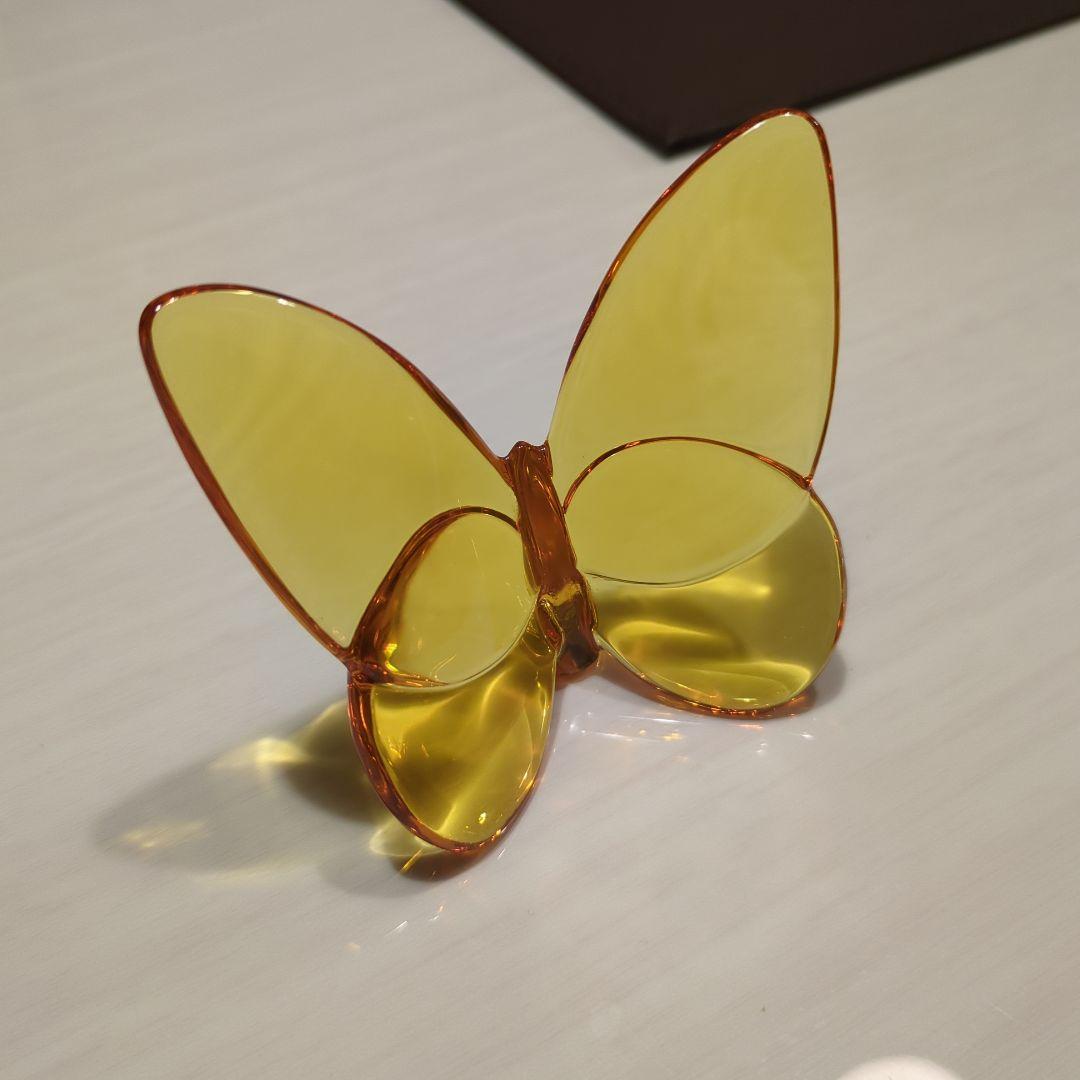 バカラ ラッキーバタフライ パピヨン イエロー 置き物 クリスタル　置き物