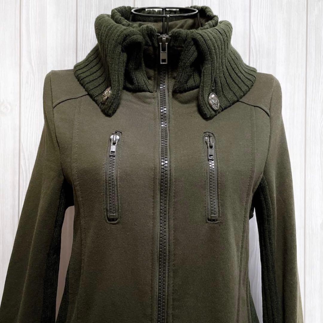 ブルゾン ジャケット ニット 深緑 カーキ 平成ギャル y2k グランジ お兄系