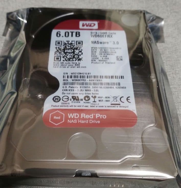 WD Red Pro 6TB WD60EFRX NAS用ハードドライブ