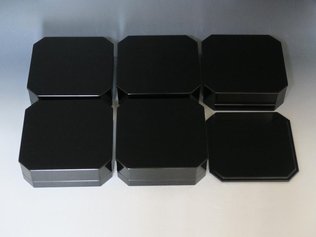 【輪島塗】縁高重 五段重 弘悦作 黒真塗 天然木 共箱