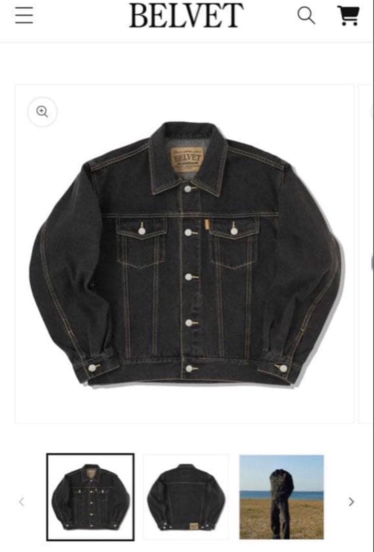 完売品 BELVET Washed Black Denim Jacket