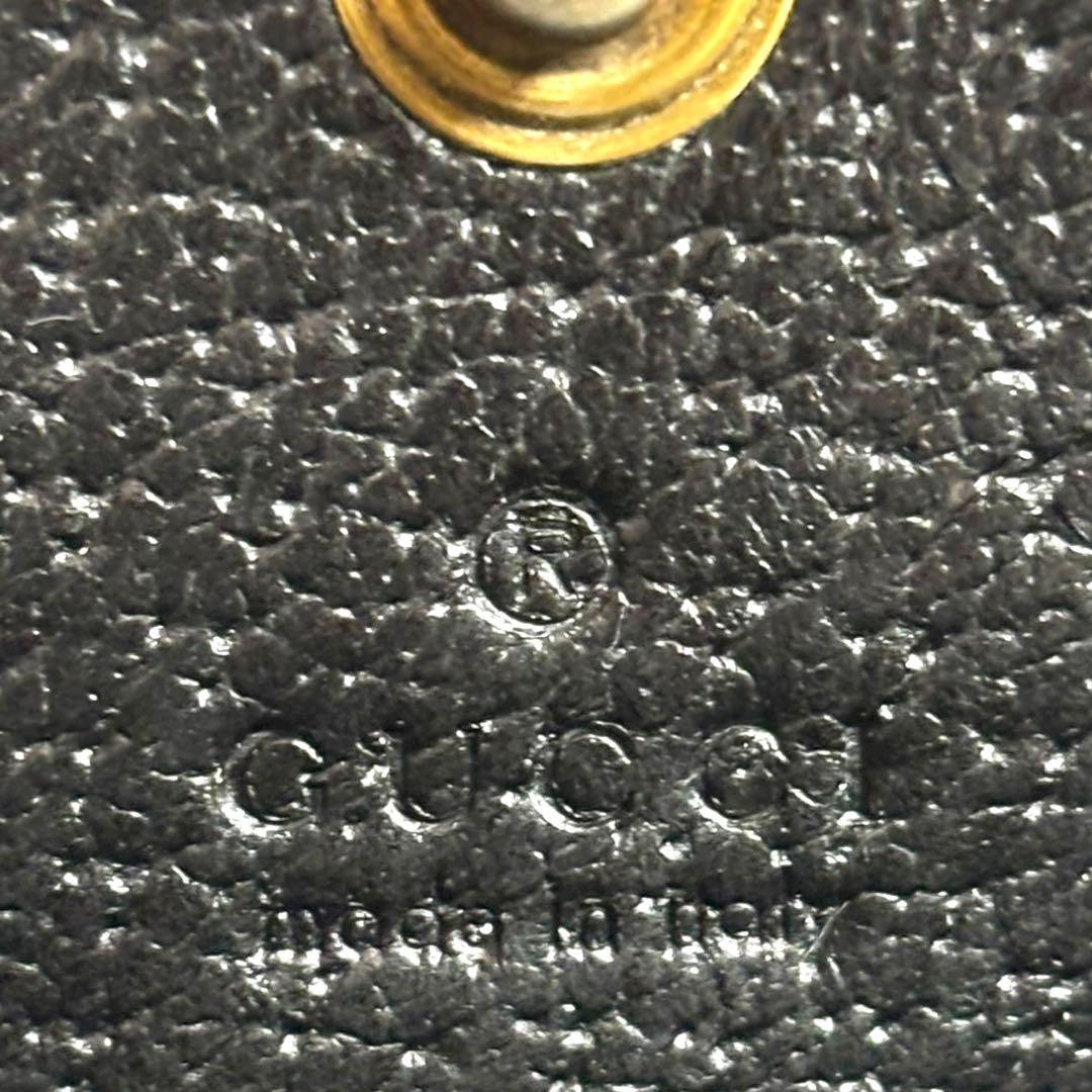 良品 グッチ GGマーモント ケース 473959 レザー ブラック