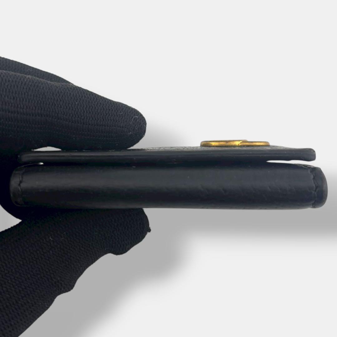 良品 グッチ GGマーモント ケース 473959 レザー ブラック