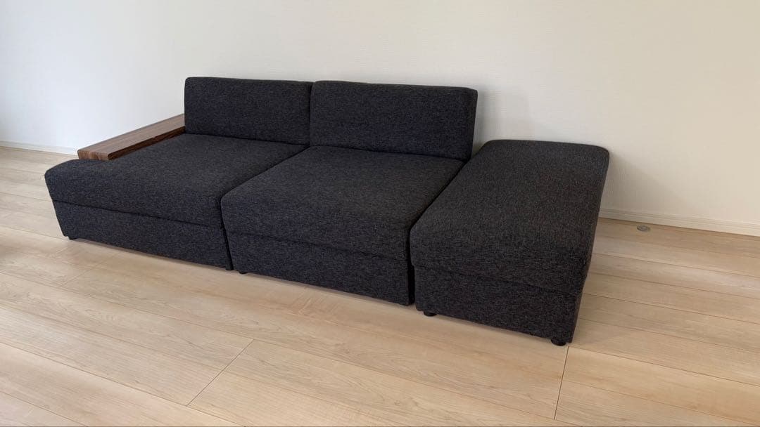 LOWYA ロウヤ ソファ リクライニング 座面下収納 3人掛け ベッド グレー