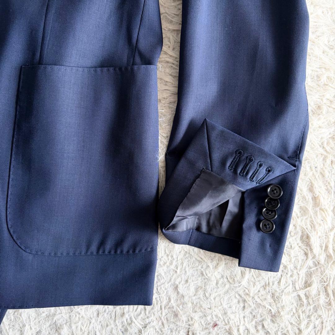 <極美品>LARDINI easy wear 新ロゴ ネイビー ウールスーツ44